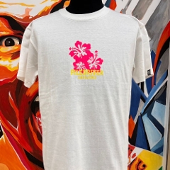 ROCK scull Hawaiian Tee/White x Neon Pink