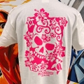 ROCK scull Hawaiian Tee/White x Neon Pink